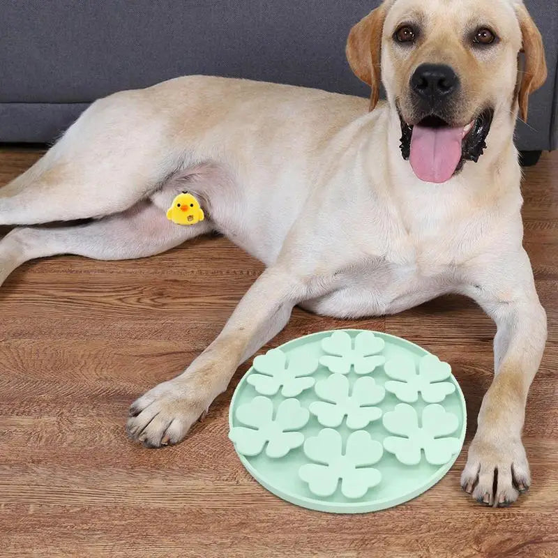 Dog Lick Pad Peanut Butter Slow Feeder Bowl Puzzle Feeder With Suction Cup Raised Flower Design