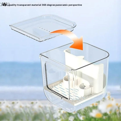 Double Slot Automatic Bird Feeder Large Capacity Splash Proof Hanging Cage Transparent Food Dispenser
