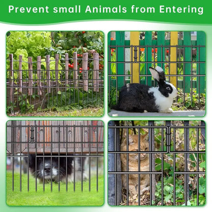 13inH Animal Barrier Fence, 28 Panels No Dig Fence for Dogs, 1.52IN Gap Anti Digging Dog Barrier, Rustproof Metal Garden