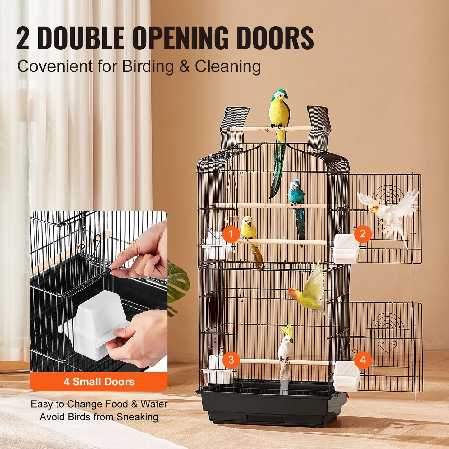 SucceBuy Open Top Large Parrot Bird Cage, Hanging Bird Cage for all Kinds of Birds