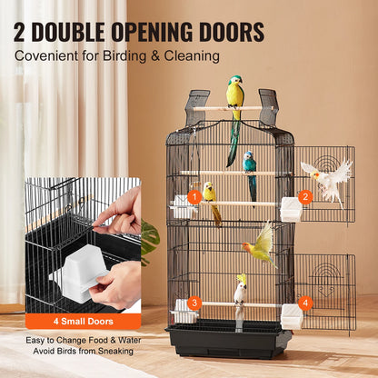 SucceBuy Open Top Large Parrot Bird Cage, Hanging Bird Cage for all Kinds of Birds