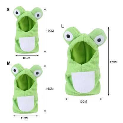 Creative Frog Shaped Birds Clothes Plush Flying Suit Parrots Costume Cosplay Outfit Winter Warm Hat Hooded Pet Bird Accessories