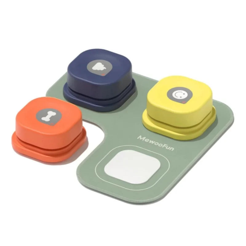 Mewoofun Dog Buttons with Rubber Mat, Recordable Dog Talking Buttons - Communication Starter Pack for Dog Training