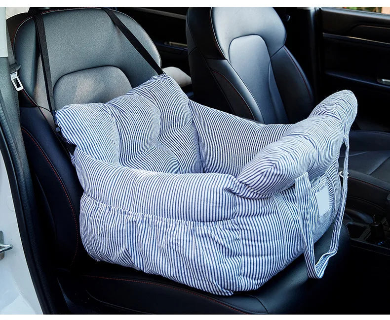 Dog Car Seat with Safety Belt - Non-Slip Pet Car Bed for Small Dogs, Washable Travel Carrier with Secure Straps for Safe Car