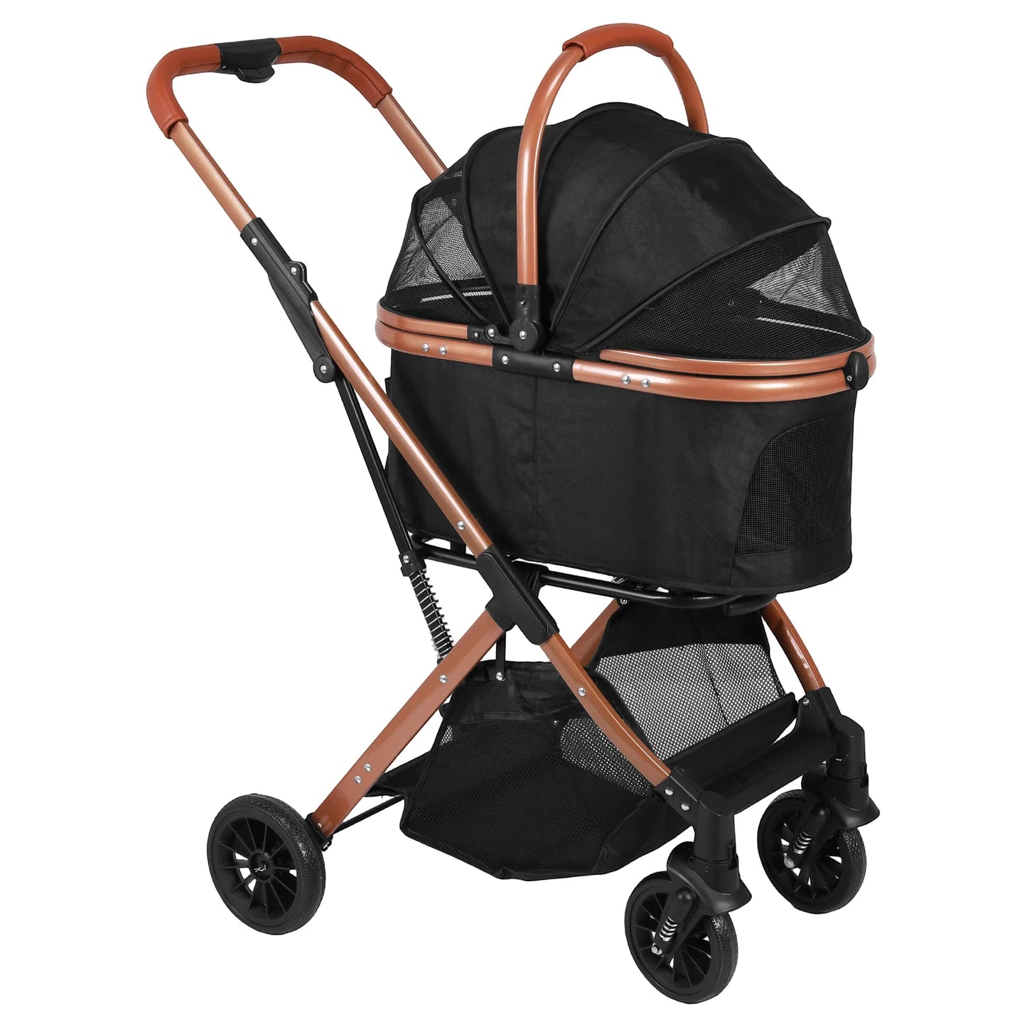 Smooth-Ride Dog Stroller All Terrain 4 Wheels Folding Stroller Foldable & Ventilated with Sun Shades for Small Medium Dogs Cats