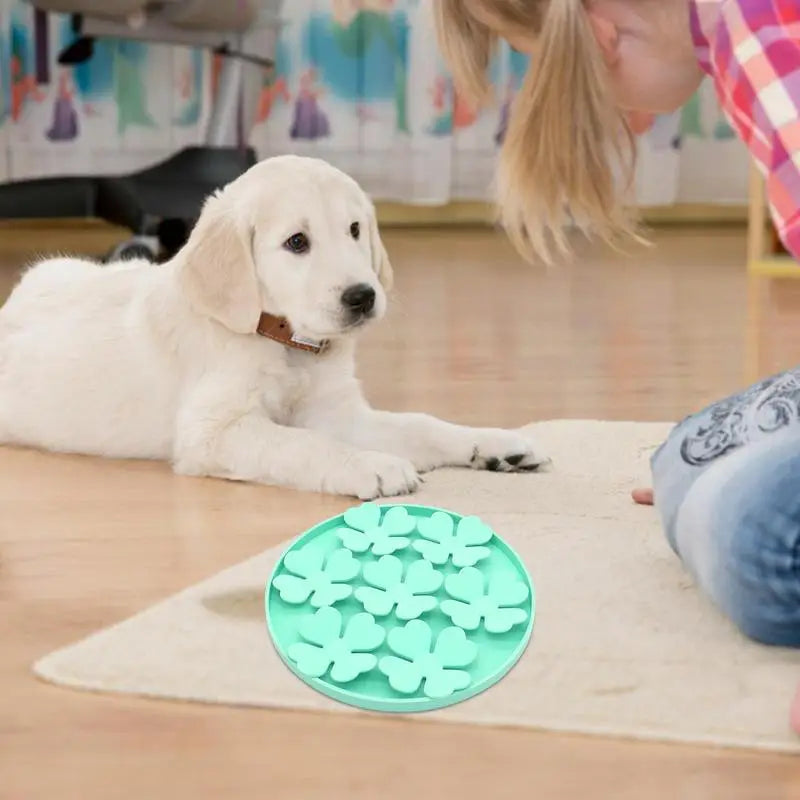 Dog Lick Pad Peanut Butter Slow Feeder Bowl Puzzle Feeder With Suction Cup Raised Flower Design