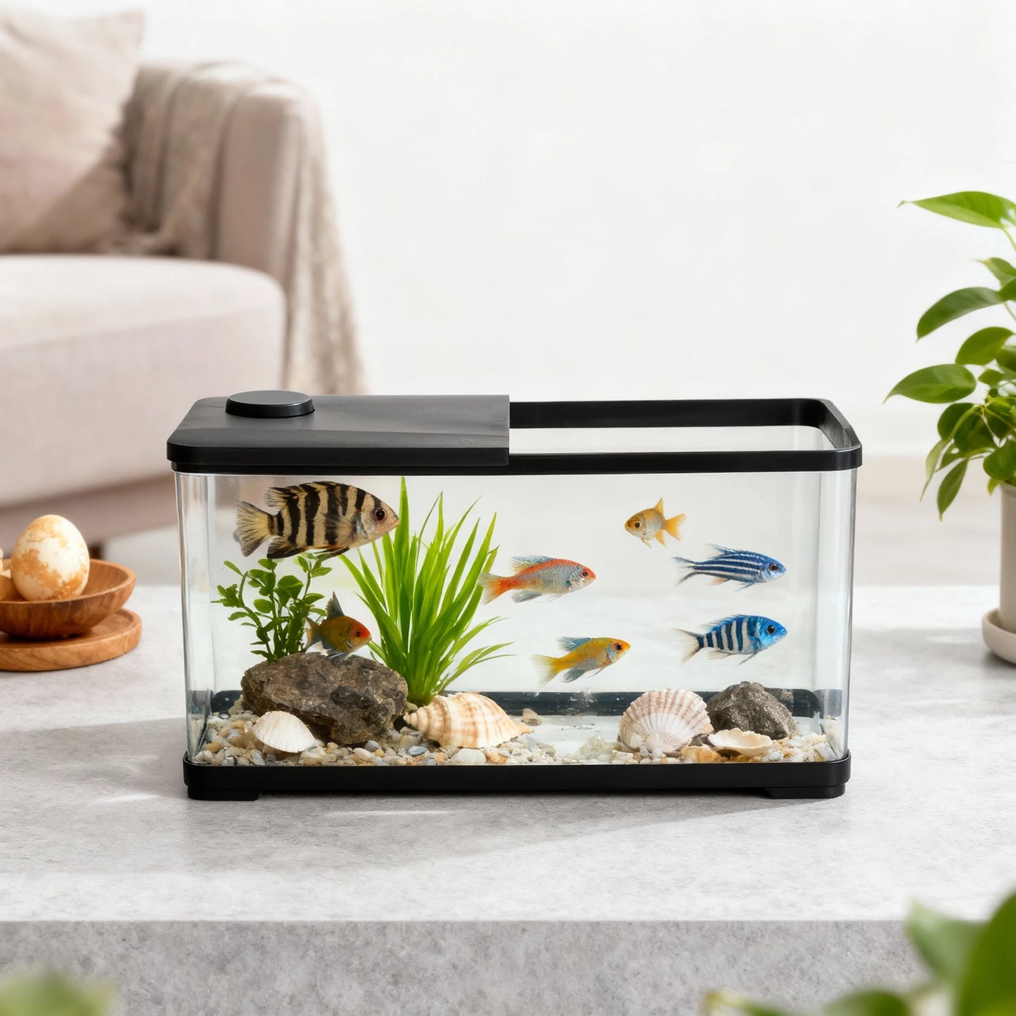 50l Aquarium Starter Kits - Arcrylic Fish Tank with Led Lights, Complete Fish Tank Starter Kit, Rectangular Freshwater & Marine