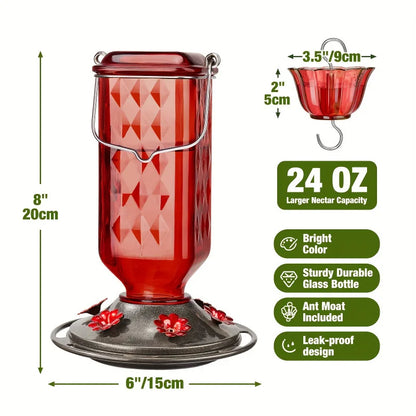 Outdoor Hanging Bird Feeder 10oz Wild Bird Food Dispenser Garden Feeding Station Birdwatching Accessories