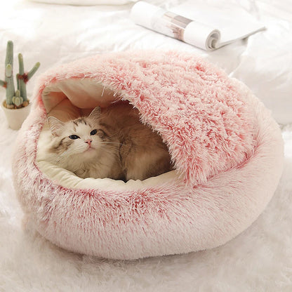 Soft Plush Pet Bed with Cover / Round Cat Bed Pet
