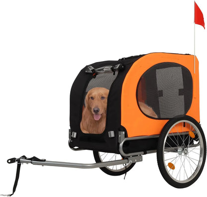 Steel Dog Bike Trailer with Universal Bicycle Coupler, Folding Pet Cart Bicycle Carrier, Max 40kg, Water Resistant Pet Bike Trailer