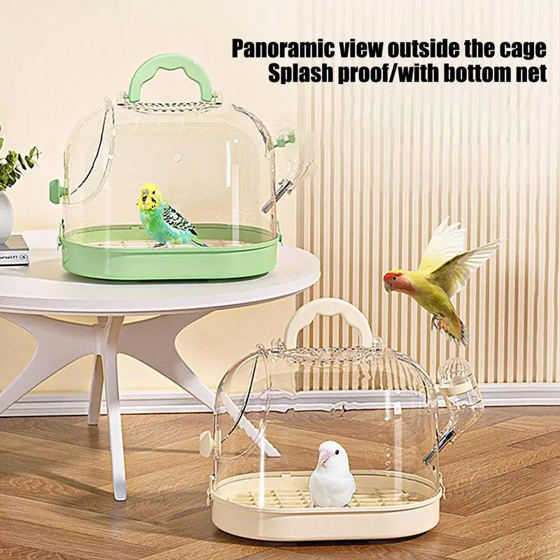 Bird Transport Cage Breathable Bird Carrier Travel Bag Take-Out Transparent Cage Breathable Parrot Cage with Escape-Proof Buckle
