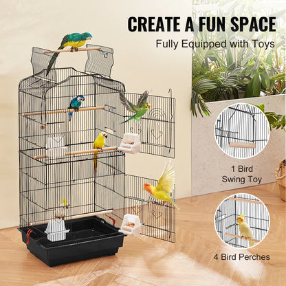 SucceBuy Open Top Large Parrot Bird Cage, Hanging Bird Cage for all Kinds of Birds