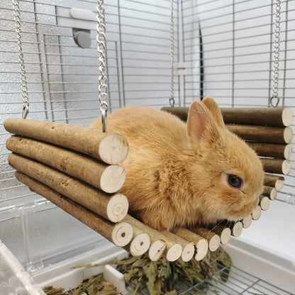 Wooden Hamster Hammock, Summer Pet Swing Sleep Bed for Pet, Hedgehog Squirrel Guinea Pig Rabbit Small Pets