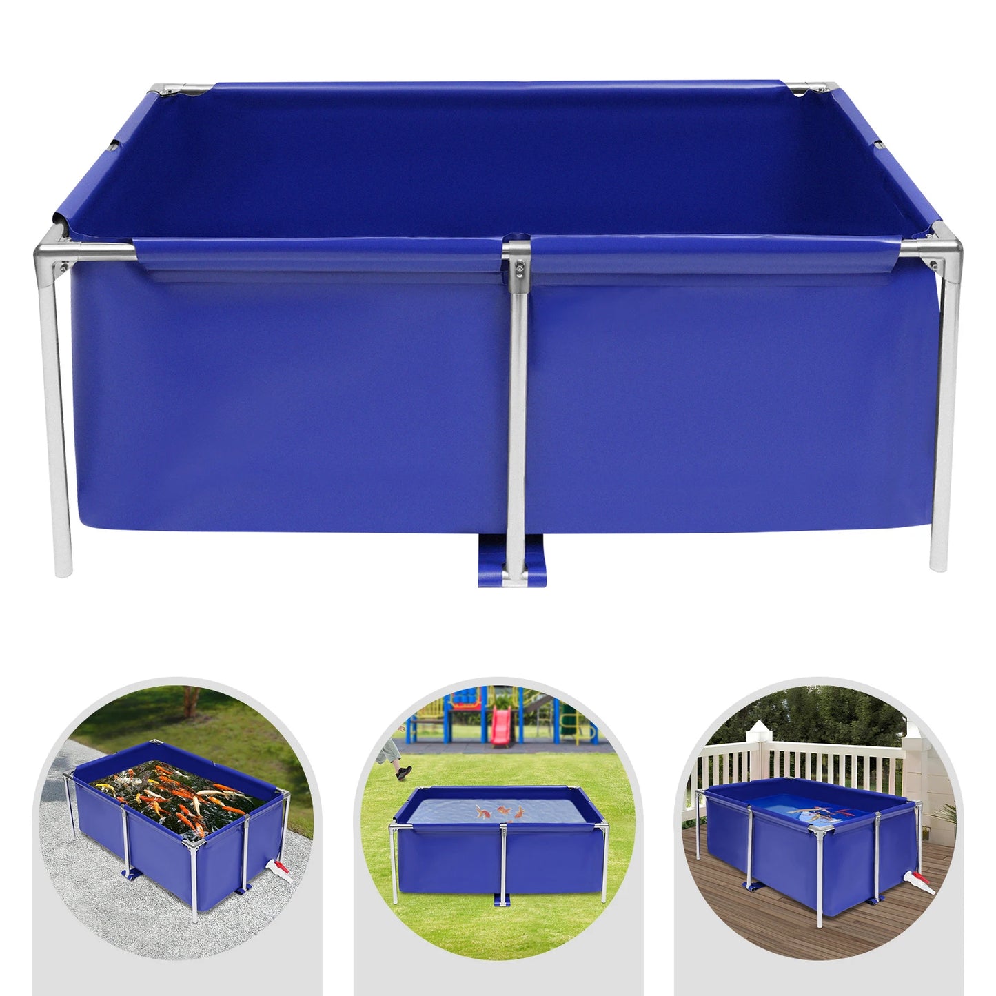 120*80*50cm Canvas Fish Tank Aquarium Fish Water Tank Ornamental Swimming Pool Koi Lobster Breeding Pond Aquaculture Box