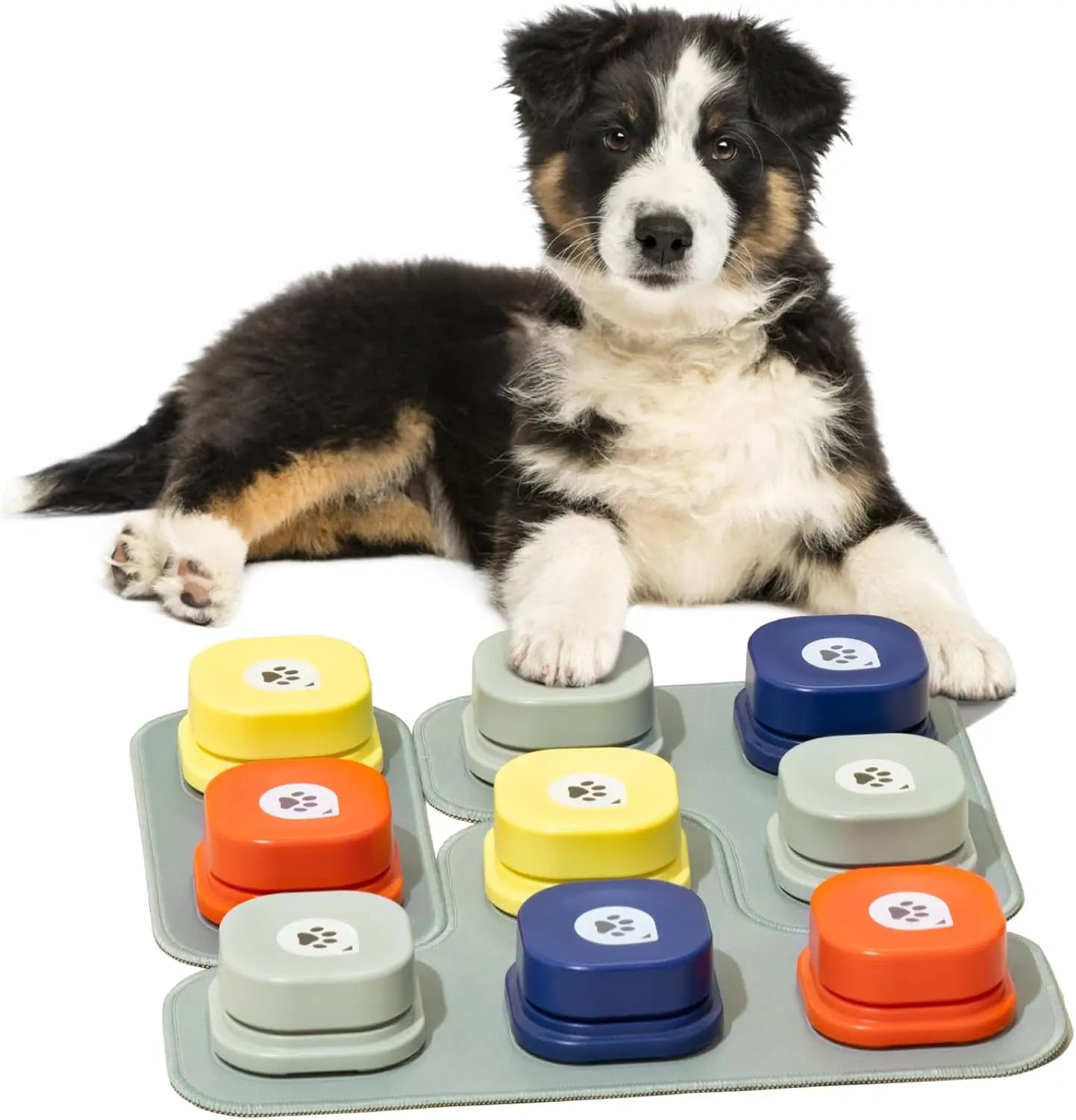 Mewoofun Dog Buttons with Rubber Mat, Recordable Dog Talking Buttons - Communication Starter Pack for Dog Training