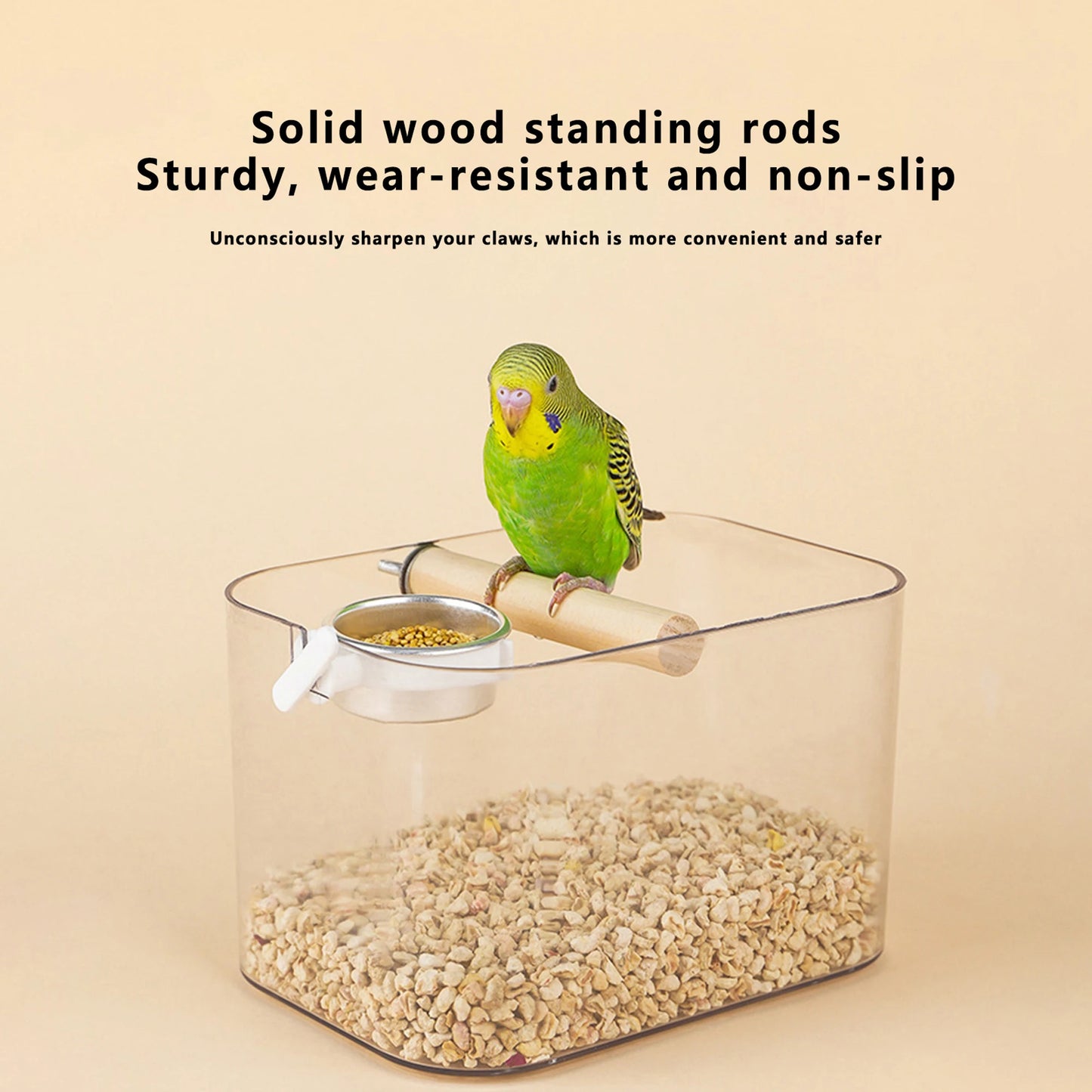 Portable Bird Training Stand with Poop Tray Adjustable Parrot Perch Platform for Cage Accessories and Rest Area