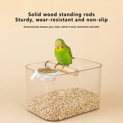 Portable Bird Training Stand with Poop Tray Adjustable Parrot Perch Platform for Cage Accessories and Rest Area