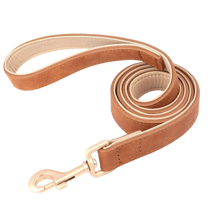 Soft Padded Dog Collar & Leash Set - Various Sizes and Colors