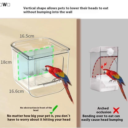Double Slot Automatic Bird Feeder Large Capacity Splash Proof Hanging Cage Transparent Food Dispenser