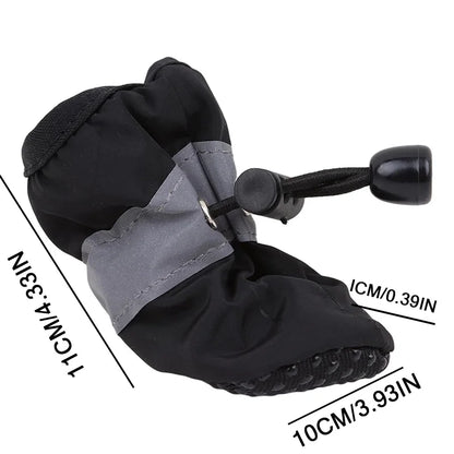 4Pcs Waterproof Dog Boots for Small Dogs - Non-slip Sole, Adjustable Drawstring, Soft Breathable Dog Shoes