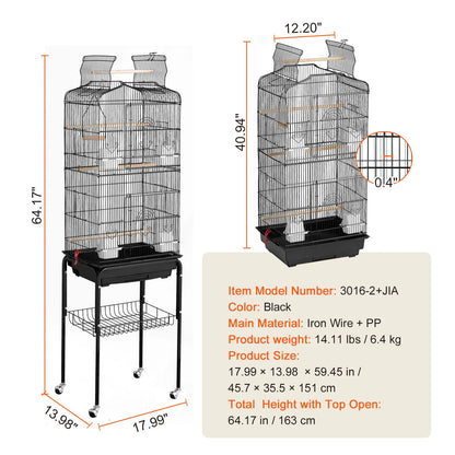 SucceBuy Open Top Large Parrot Bird Cage, Hanging Bird Cage for all Kinds of Birds