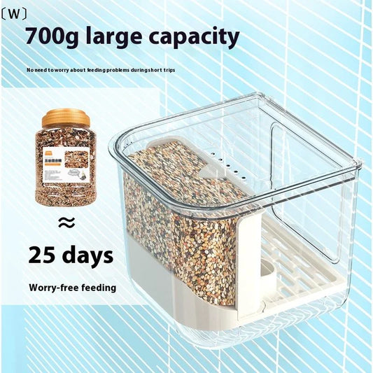 Double Slot Automatic Bird Feeder Large Capacity Splash Proof Hanging Cage Transparent Food Dispenser