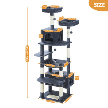 Sturdy Multi-Level Cat Tree Tower with Natural Sisal Scratching Posts, includes Large Top Perch and Fun Dangling Ball