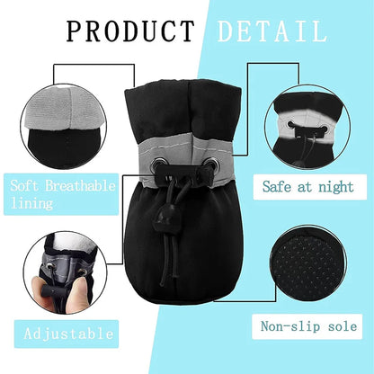 4Pcs Waterproof Dog Boots for Small Dogs - Non-slip Sole, Adjustable Drawstring, Soft Breathable Dog Shoes