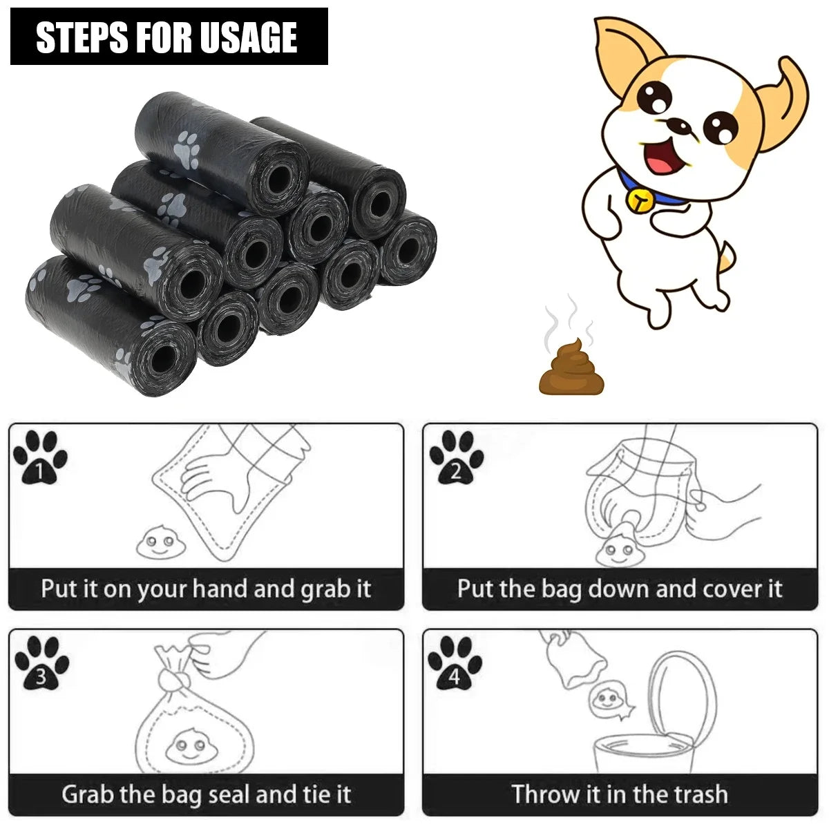 Dog Poop Bags - 2-, 5-, 20-, 30-, or 40-Roll packages