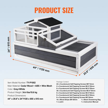 SucceBuy Tortoise Habitat Wooden Tortoise House with Adjustable Lamp Holder Reptile Enclosure Small Animal Cage for Gecko Lizard