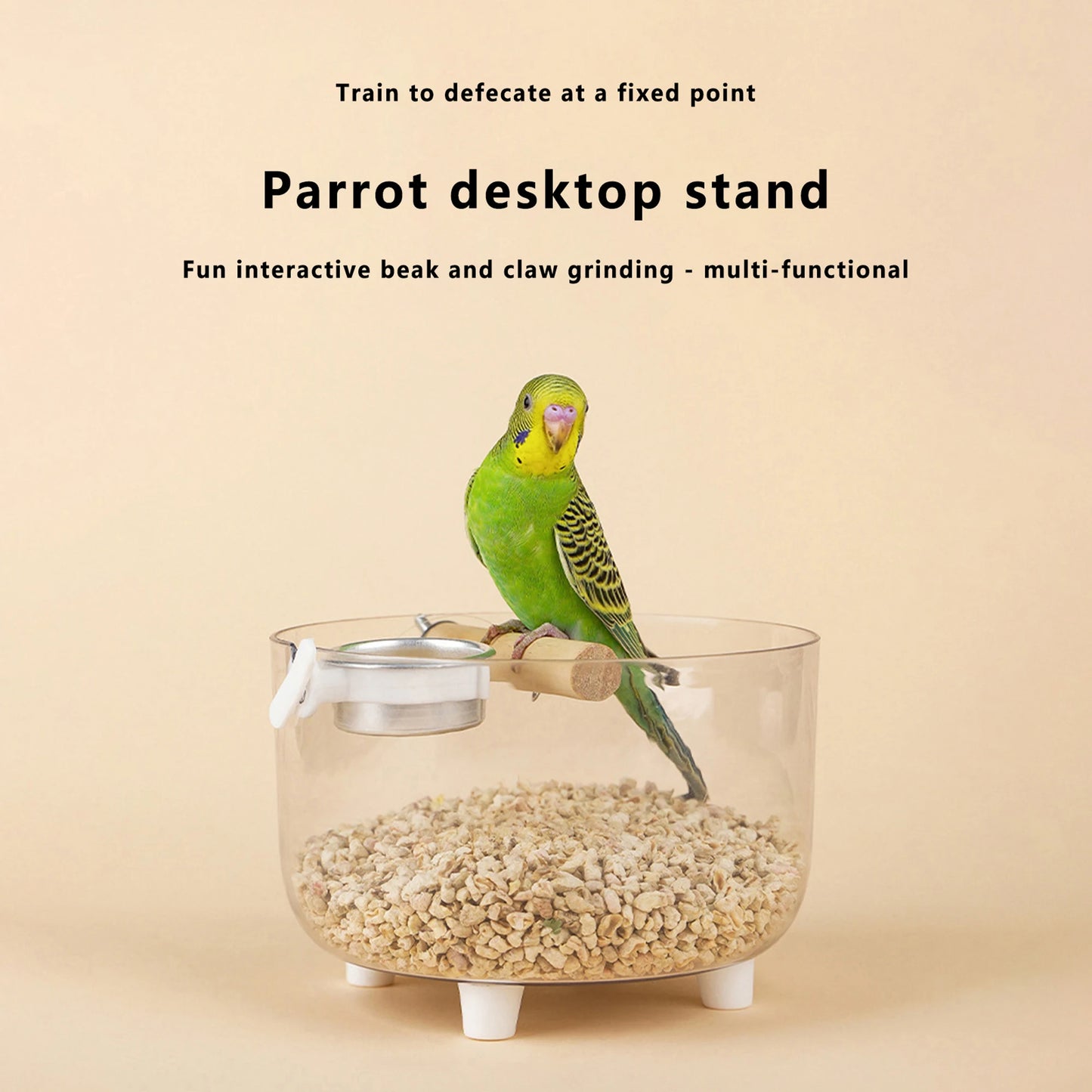 Portable Bird Training Stand with Poop Tray Adjustable Parrot Perch Platform for Cage Accessories and Rest Area