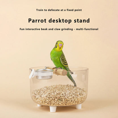 Portable Bird Training Stand with Poop Tray Adjustable Parrot Perch Platform for Cage Accessories and Rest Area