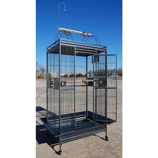 Extra Large 28 x 22 x 65 H Double Ladders Open Play Top Wrought Iron Bird Cage, Parrot Finch Macaw Cockatoo Cage