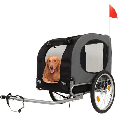 Steel Dog Bike Trailer with Universal Bicycle Coupler, Folding Pet Cart Bicycle Carrier, Max 40kg, Water Resistant Pet Bike Trailer