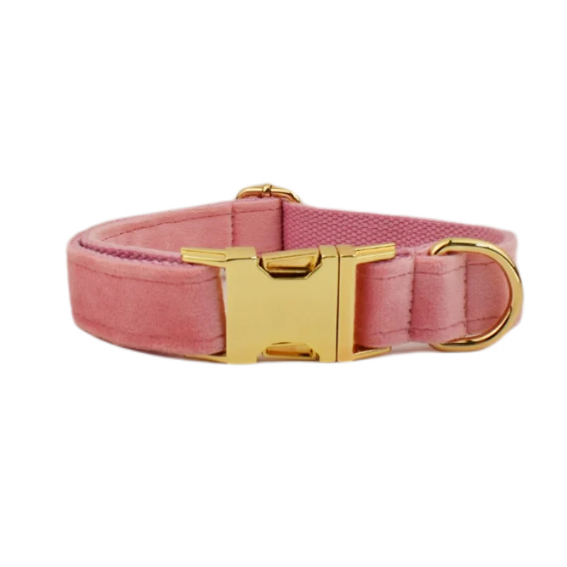 Velvet Collar Free Engrave Dog Collar  & Leash - different types