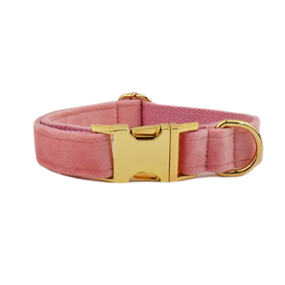 Velvet Collar Free Engrave Dog Collar  & Leash - different types