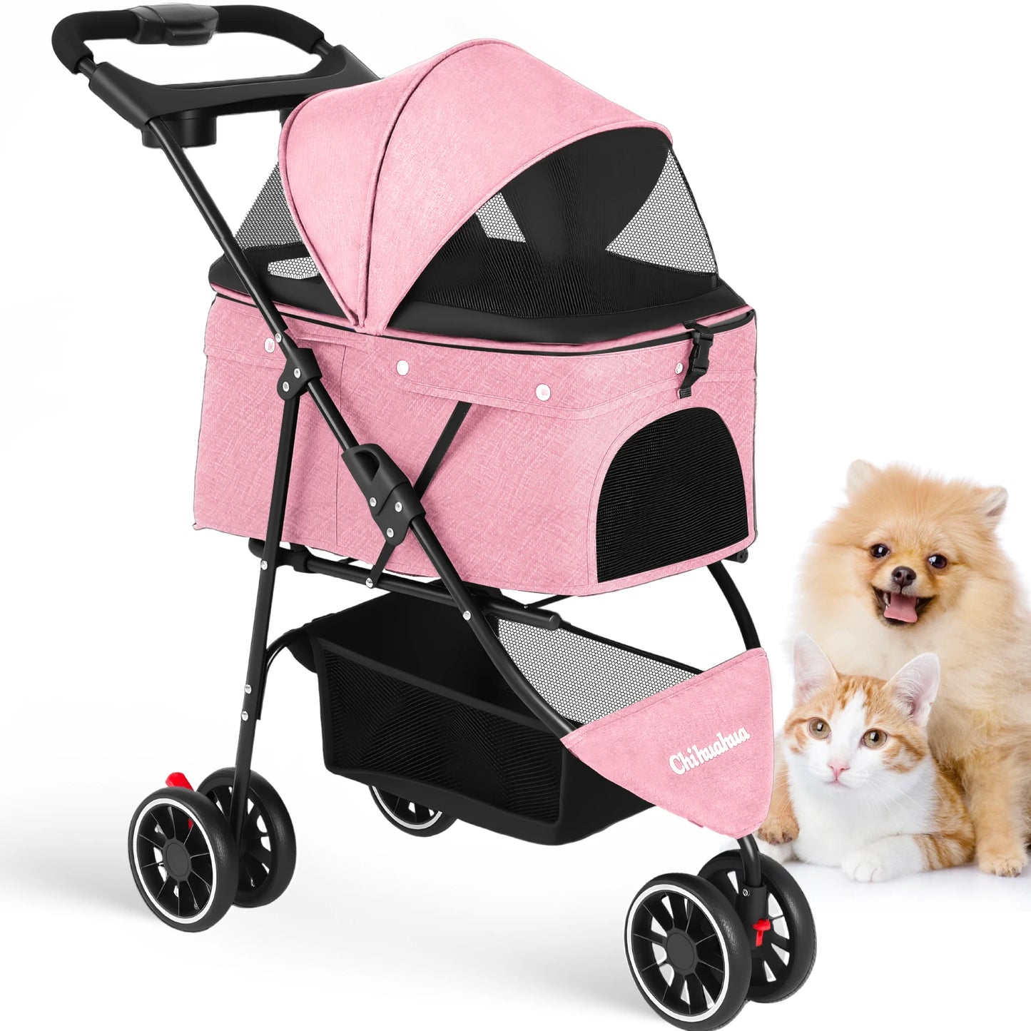 Pet Stroller For Small Dogs & Cats; Travel Portable Stroller, Foldable