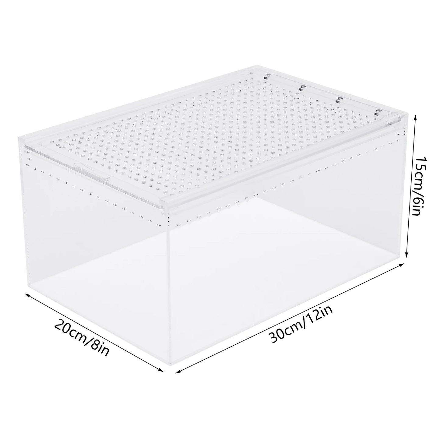 Clear Acrylic Reptile Terrarium 12x8x6 Inch Stackable with Magnetic Lock Ventilation for Spider Scorpion Frog Snake Pet Habitat