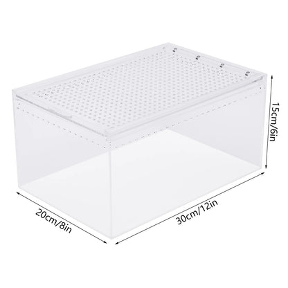 Clear Acrylic Reptile Terrarium 12x8x6 Inch Stackable with Magnetic Lock Ventilation for Spider Scorpion Frog Snake Pet Habitat