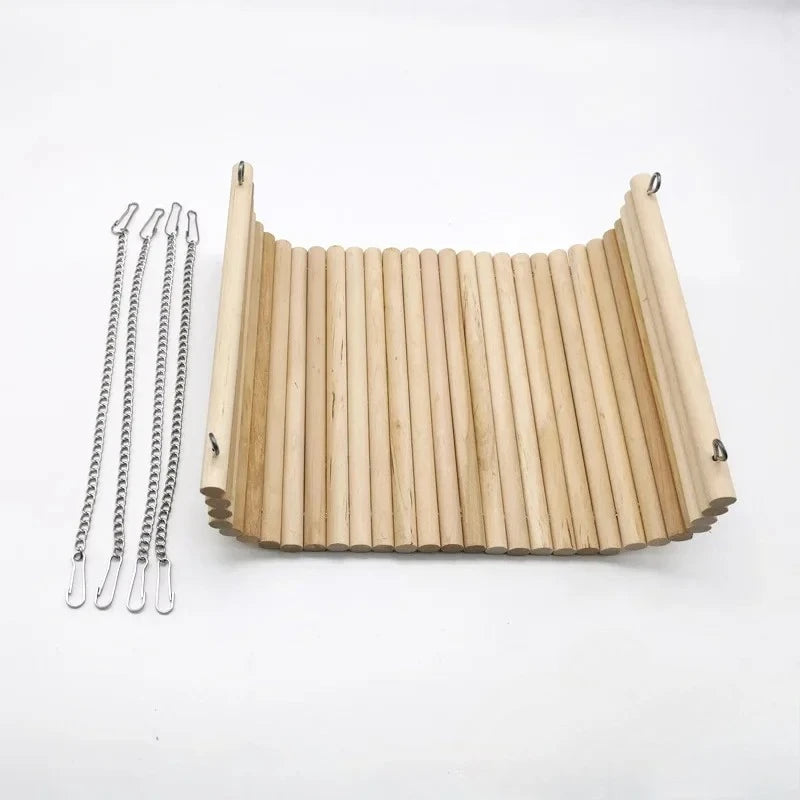 Wooden Hamster Hammock, Summer Pet Swing Sleep Bed for Pet, Hedgehog Squirrel Guinea Pig Rabbit Small Pets