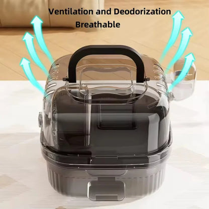 Portable Hamster Cage Chinchilla Outdoor Carrier Cage Clear Large Flip Cover with Water Bottle Pet Breeding Box guinea pig