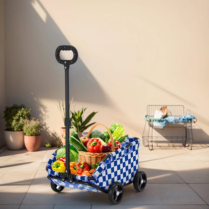 Folding Travel Pet Cart 4 Wheels Rolling Cat Carrier Pet Carriage Lightweight Folding Trolley for Travelling Shopping Walking