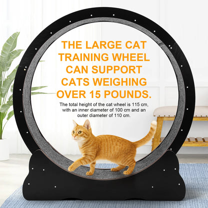 Cat Exercise Wheel Large Cat Treadmill Wheel for Indoor Cats 43inch Cat Running Wheel with Detachable Carpet for Running/Walking