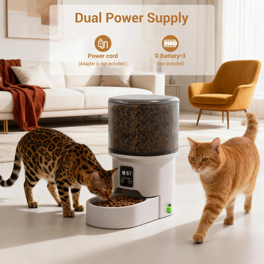 Programmable 4L Automatic Pet Feeder for Small Dogs or Cats, Up to 6 Meals Daily, Timer/Portion Control, Pet Feeding Food Dispenser