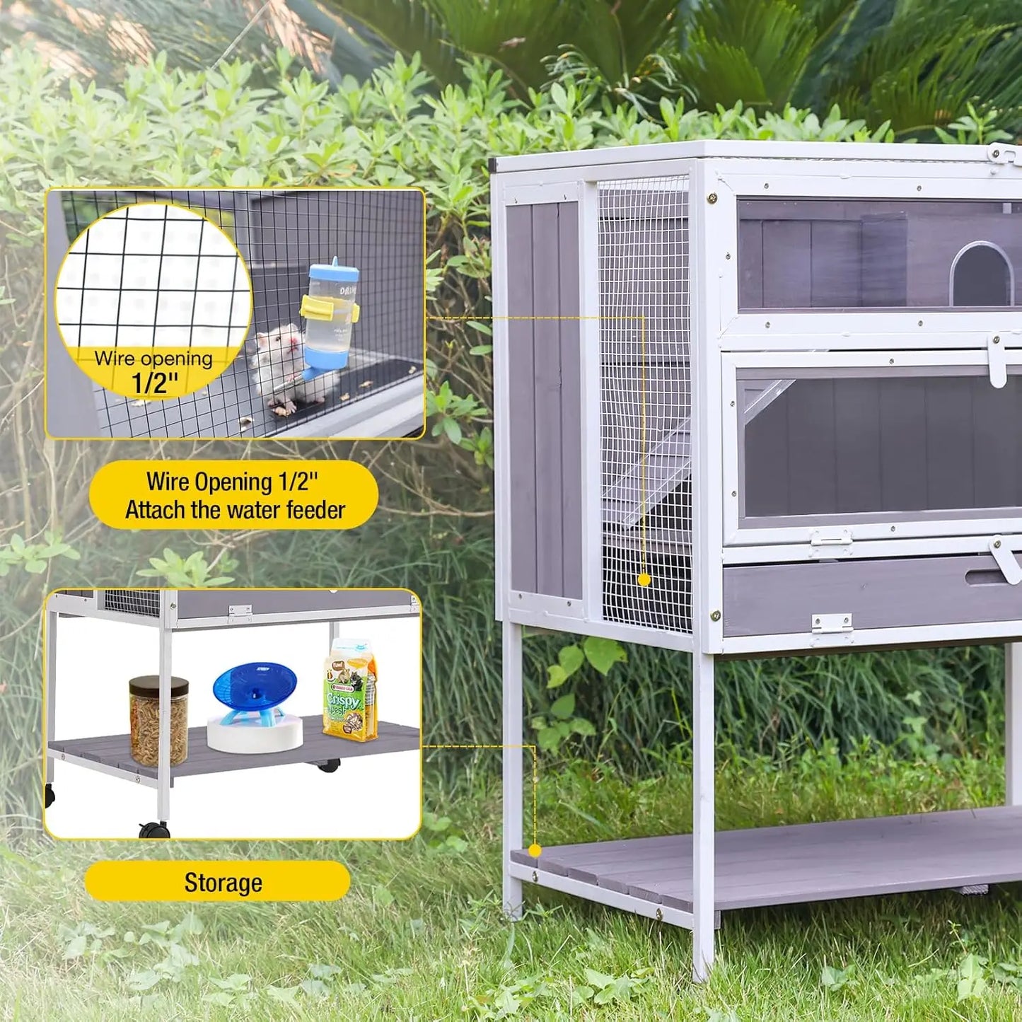All-Around Metal Frame Small Animal Cage with Deep Tray and Wheels