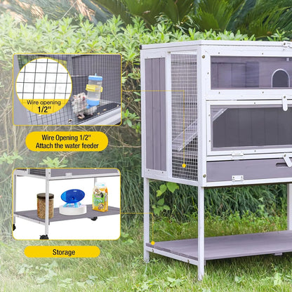 All-Around Metal Frame Small Animal Cage with Deep Tray and Wheels
