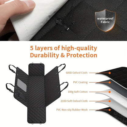 Dog Car Seat Cover With Storage Pockets, Mesh Visual Window, Waterproof Nonslip, Heavy Duty Scratchproof Backseat Seat Cover