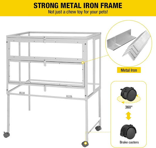 All-Around Metal Frame Small Animal Cage with Deep Tray and Wheels