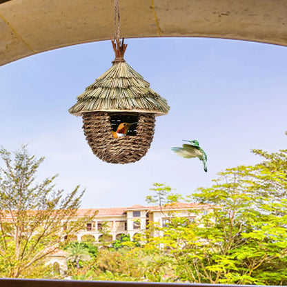 Charming Decorative Hummingbird House, Sturdy Grass Bird Huts