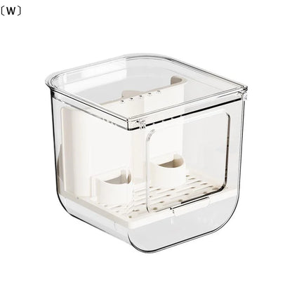 Double Slot Automatic Bird Feeder Large Capacity Splash Proof Hanging Cage Transparent Food Dispenser